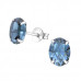 Silver Oval Ear Studs with Genuine European Crystals