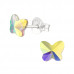 Silver Butterfly Ear Studs with Crystal