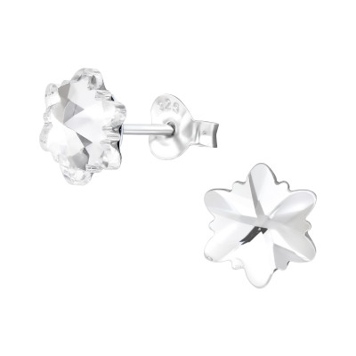 Silver Snowflake Ear Studs with Resin Crystal