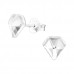 Silver Diamond Shaped Ear Studs with Resin Crystal