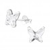 Silver Butterfly Ear Studs with Genuine European Crystals