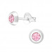 Silver Round Ear Studs with Genuine European Crystals