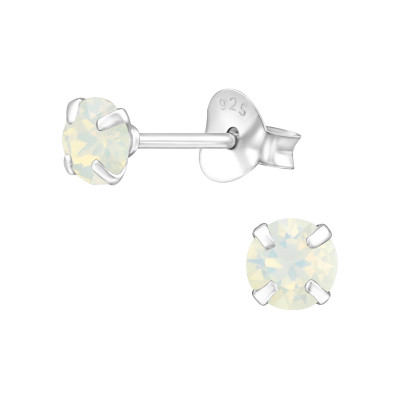 Silver Round Ear Studs with Genuine European Crystals