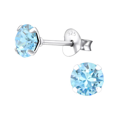 Silver Round Ear Studs with Genuine European Crystals