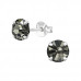 Silver 6mm Round Ear Studs with Crystal