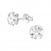 Silver 6mm Round Ear Studs with Crystal