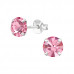 Silver 6mm Round Ear Studs with Crystal