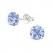 Silver 6mm Round Ear Studs with Crystal