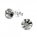 Silver 6mm Round Ear Studs with Crystal
