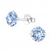 Silver 6mm Round Ear Studs with Crystal