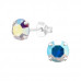 Silver 6mm Round Ear Studs with Crystal