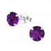 Silver 6mm Round Ear Studs with Crystal