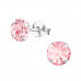 Silver 6mm Round Ear Studs with Crystal