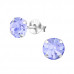 Silver 6mm Round Ear Studs with Crystal