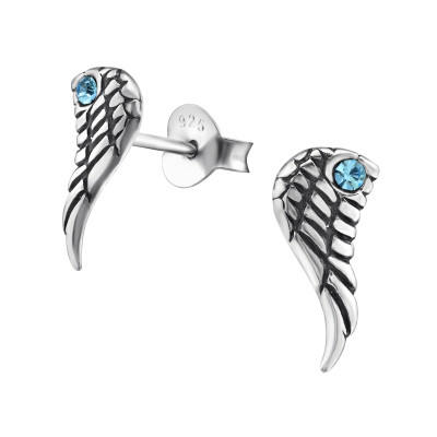 Silver Seahorse Ear Studs with Crystal