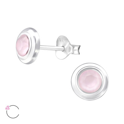 Silver Round Ear Studs with Genuine European Crystals