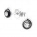 Silver Spiral Ear Studs with Crystal