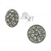 Silver Round Ear Studs with Crystal