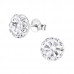 Silver Round Ear Studs with Crystal