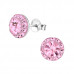 Silver Round Ear Studs with Crystal