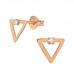 Silver Triangle Ear Studs with Crystal