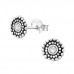 Silver Round Ear Studs with Crystal