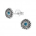 Silver Round Ear Studs with Crystal