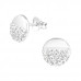 Silver Round Ear Studs with Crystal