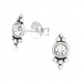 Silver Antique Ear Studs with Crystal