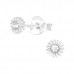 Silver Sun Ear Studs with Crystal