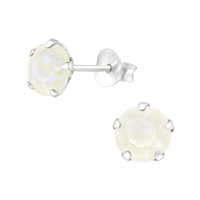 Silver Round Ear Studs with Genuine European Crystals