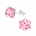 Silver Cube Ear Studs with Genuine European Crystals