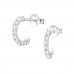 Silver Half Hoop Ear Studs with Crystal