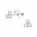 Silver Triangle Ear Studs with Crystal