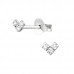 Silver Mini Heart Ear Studs with Crystal