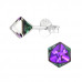 Silver Cube Ear Studs with Genuine European Crystals