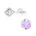 Silver Cube Ear Studs with Genuine European Crystals