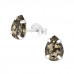 Silver Pear Ear Studs with Genuine European Crystals