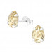 Silver Pear Ear Studs with Genuine European Crystals