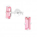 Silver Rectangle Ear Studs with Genuine European Crystal