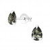 Silver Pear Ear Studs with Genuine European Crystal