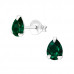 Silver Pear Ear Studs with Genuine European Crystal