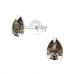 Silver Pear Ear Studs with Genuine European Crystal