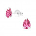 Silver Pear Ear Studs with Genuine European Crystal