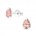 Silver Pear Ear Studs with Genuine European Crystal