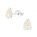 Silver Pear Ear Studs with Genuine European Crystal