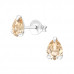 Silver Pear Ear Studs with Genuine European Crystal