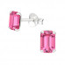 Silver Rectangle Ear Studs with Genuine European Crystal