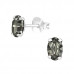 Silver Oval Ear Studs with Genuine European Crystal