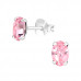 Silver Oval Ear Studs with Genuine European Crystal